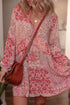 Bohemian Mixed Floral Print Tassel Tie Flowy Mini Dress